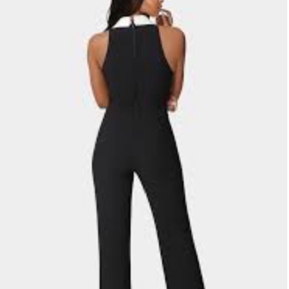 ♦️NWT BEBE white Collar black sleeveless jumpsuit - Picture 2 of 3